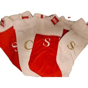 Monogrammed Christmas Stockings Lot of 7-3 White/4 Red